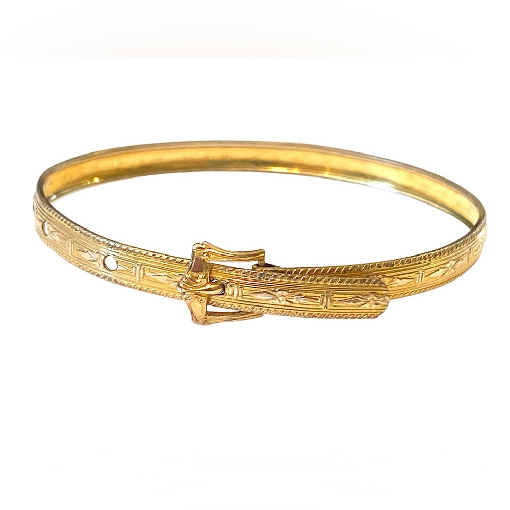 HAYWARD Antique Edwardian Buckle Bracelet Etched Gold